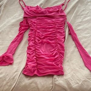 SHEIN Pink Ruched Mini Dress